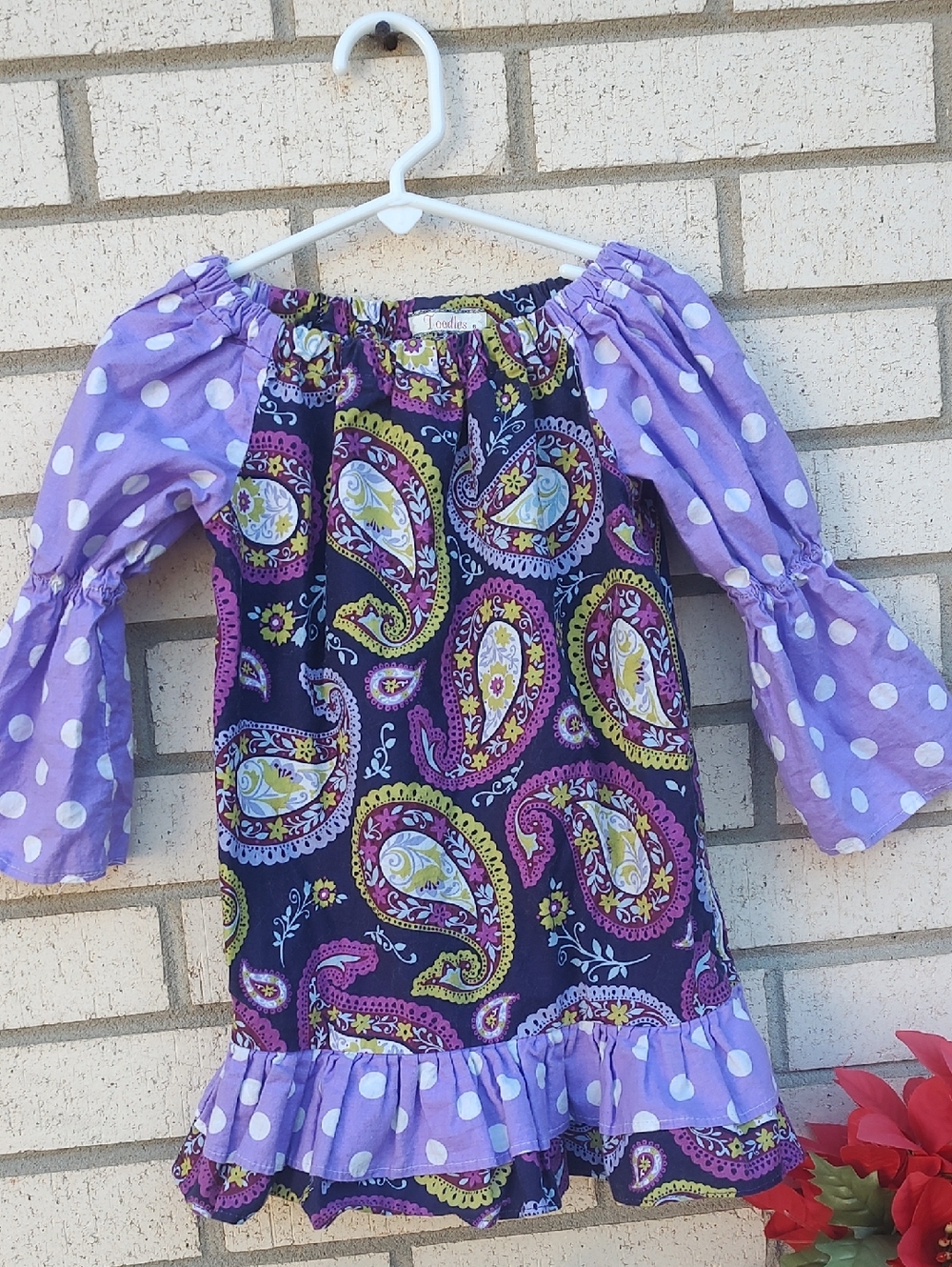 Purple Paisley Off-Shoulder Tunic Top - Picture 1 of 9